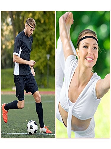 Sumind 4 Pieces Thick Non-Slip Elastic Sport Men Thin Headbands Football Hair Headbands for Women(Black, White) - Image 5