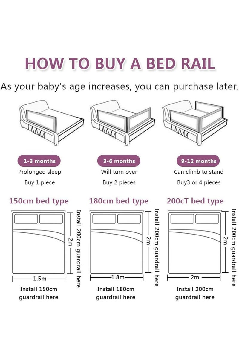 Gogoya Foldable Toddler Bed Rails, Kids Guard Bumper for Crib Safe Bed Side Rail for Twin Queen King Full Size Beds,One Side-1.5m - Image 2