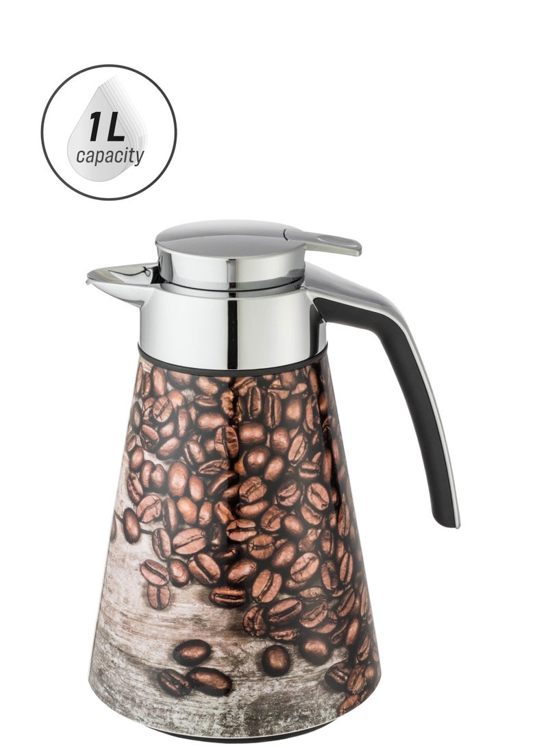 emsa Amza German Thermos 1 liter capacity coffee beans image silver - Image 1