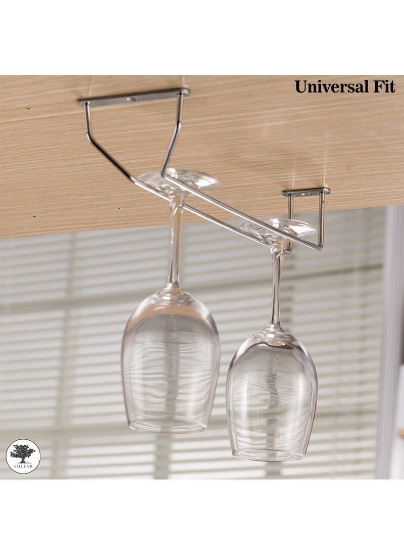 sulfar - Single Stainless Steel Wine Glass Rack/Holder Upside Down Glass Hanging Organizer/Glass Hanging Stand for Pubs/Kitchen/Bars - (Pack of 1) Silver - Image 1