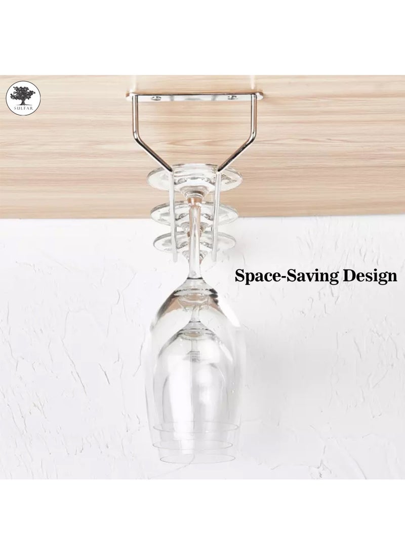 sulfar - Single Stainless Steel Wine Glass Rack/Holder Upside Down Glass Hanging Organizer/Glass Hanging Stand for Pubs/Kitchen/Bars - (Pack of 1) Silver - Image 1