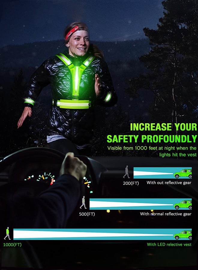 LJRN LED Reflective Vest With Charge Cable Running Gear USB Light Up Running Vest Running Jackets Reflective Running Gear AccessoriesSuitable for Outdoor Sports - Image 2