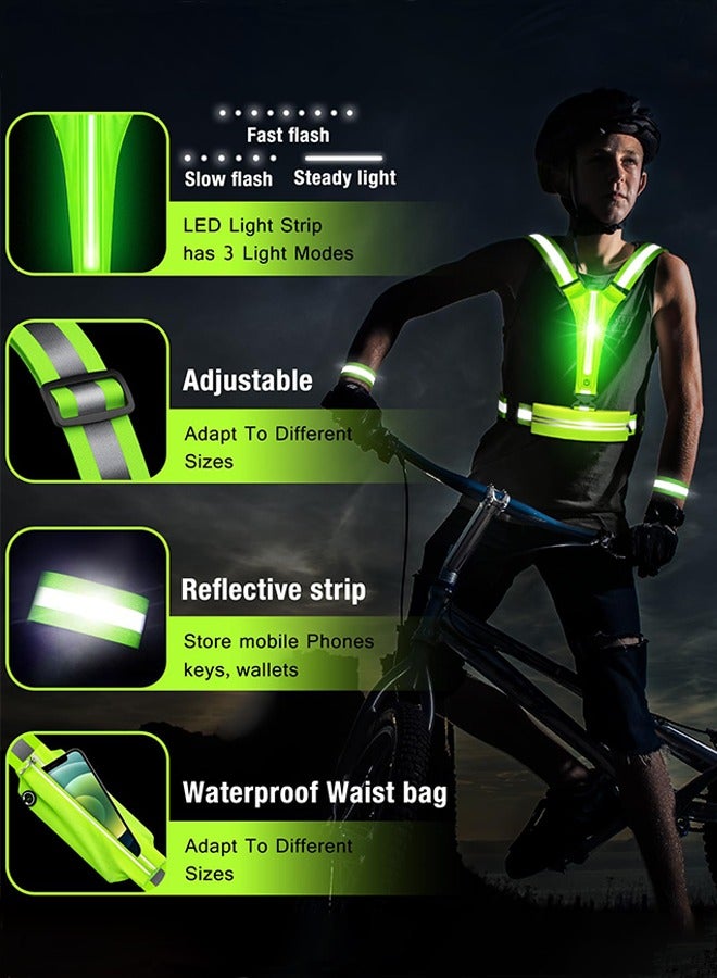 LJRN LED Reflective Vest With Charge Cable Running Gear USB Light Up Running Vest Running Jackets Reflective Running Gear AccessoriesSuitable for Outdoor Sports - Image 4