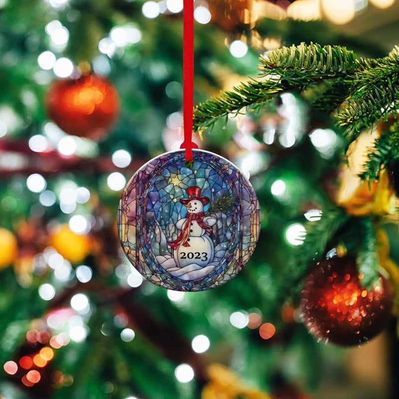 klarako Christmas 2023 Ornament, Christmas Decoration, Holiday Present Idea, Christmas Acrylic Pendant Concave Textured Round Pendant Decoration (B) - Image 2