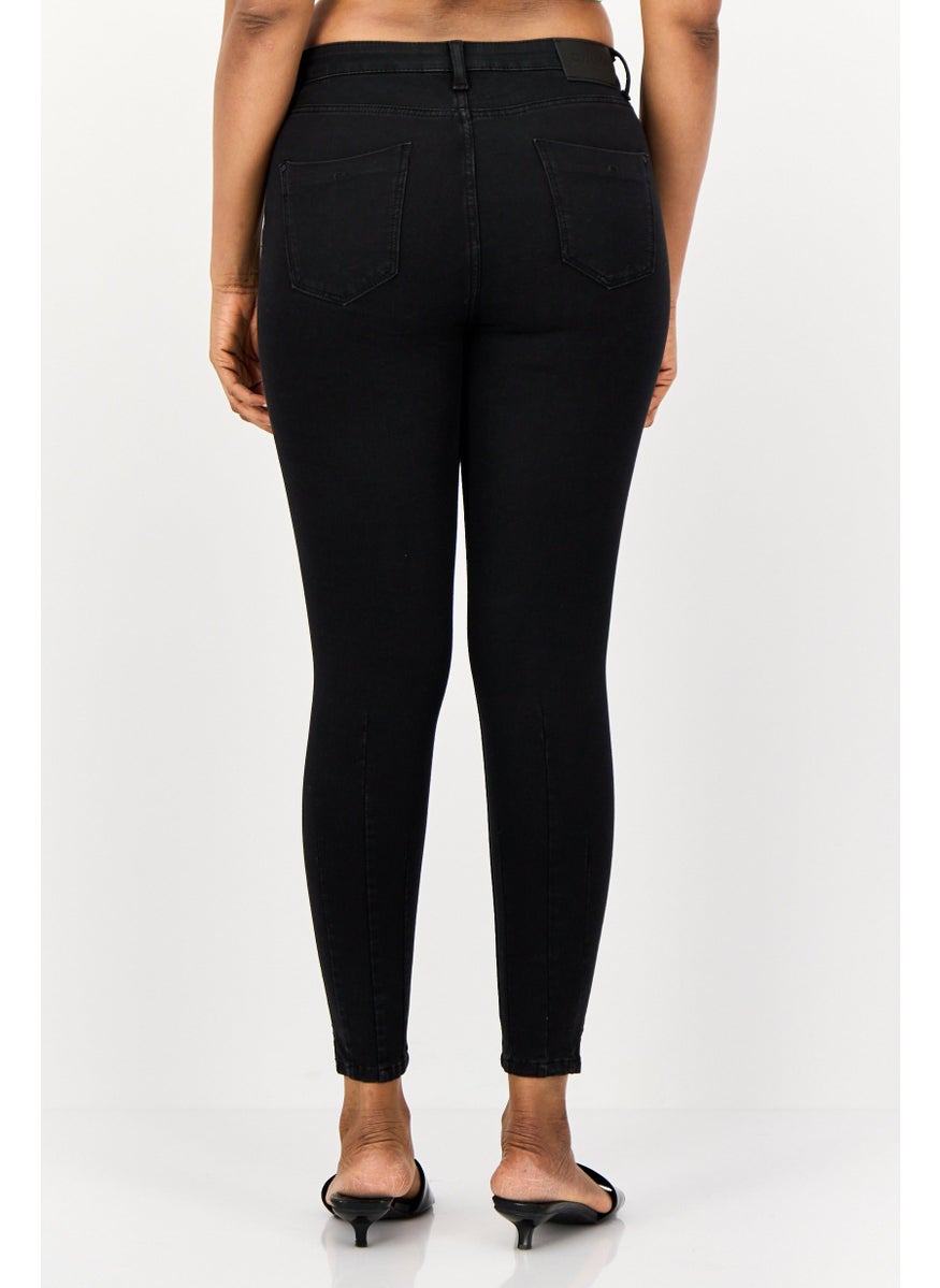 ONLY Women Skinny Fit Solid Stretchable Denim Jeans, Black  - Image 4