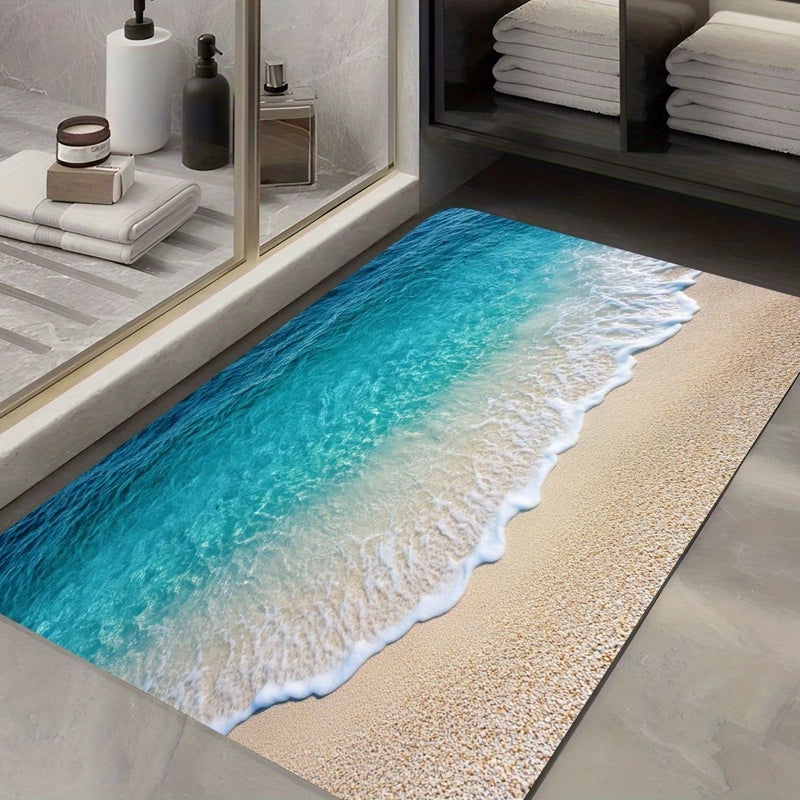 Non Slip Wave Floor Mat 60x90 cm For Entrance Bathroom Kitchen Garden - Image 1