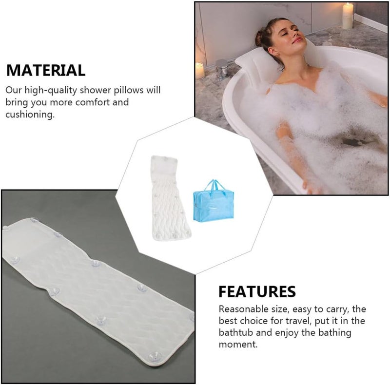 Bathtub Pillow with Suction Cups, White 3D Mesh Non-Slip Bath Neck Rest for Bathroom Spa and Home Use - Image 4