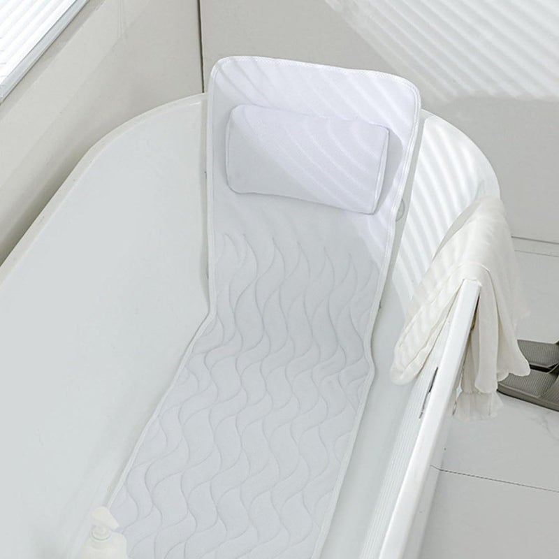 Bathtub Pillow with Suction Cups, White 3D Mesh Non-Slip Bath Neck Rest for Bathroom Spa and Home Use - Image 5