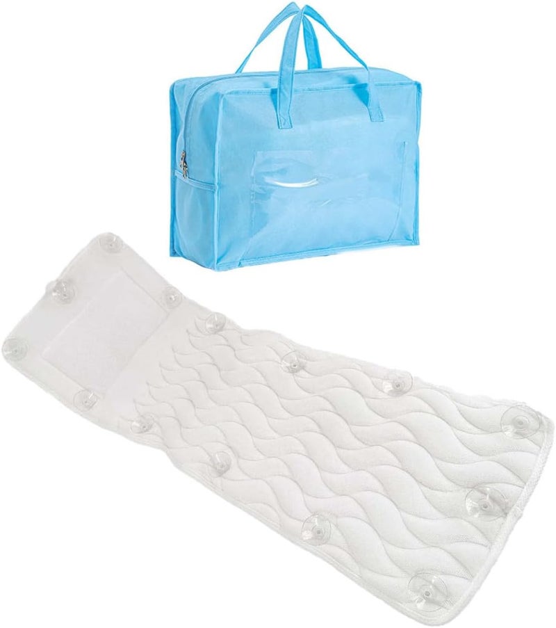 Bathtub Pillow with Suction Cups, White 3D Mesh Non-Slip Bath Neck Rest for Bathroom Spa and Home Use - Image 1