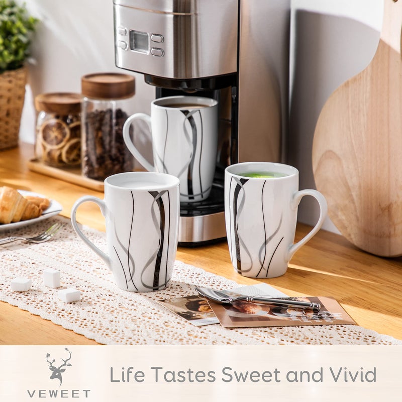 VEWEET Coffee Mugs Set of 6, 16 OZ Large Coffee Cups Set, White Mug Sets Ceramic Mugs Set with Big Handle, Microwave Dishwasher Safe, Series Fiona - Image 2