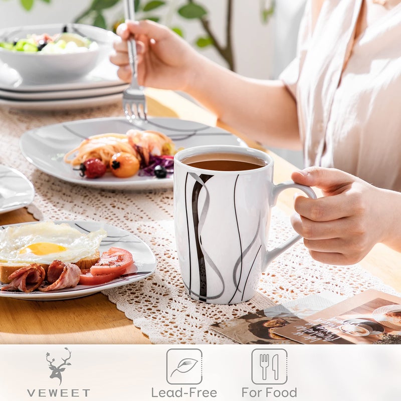 VEWEET Coffee Mugs Set of 6, 16 OZ Large Coffee Cups Set, White Mug Sets Ceramic Mugs Set with Big Handle, Microwave Dishwasher Safe, Series Fiona - Image 4
