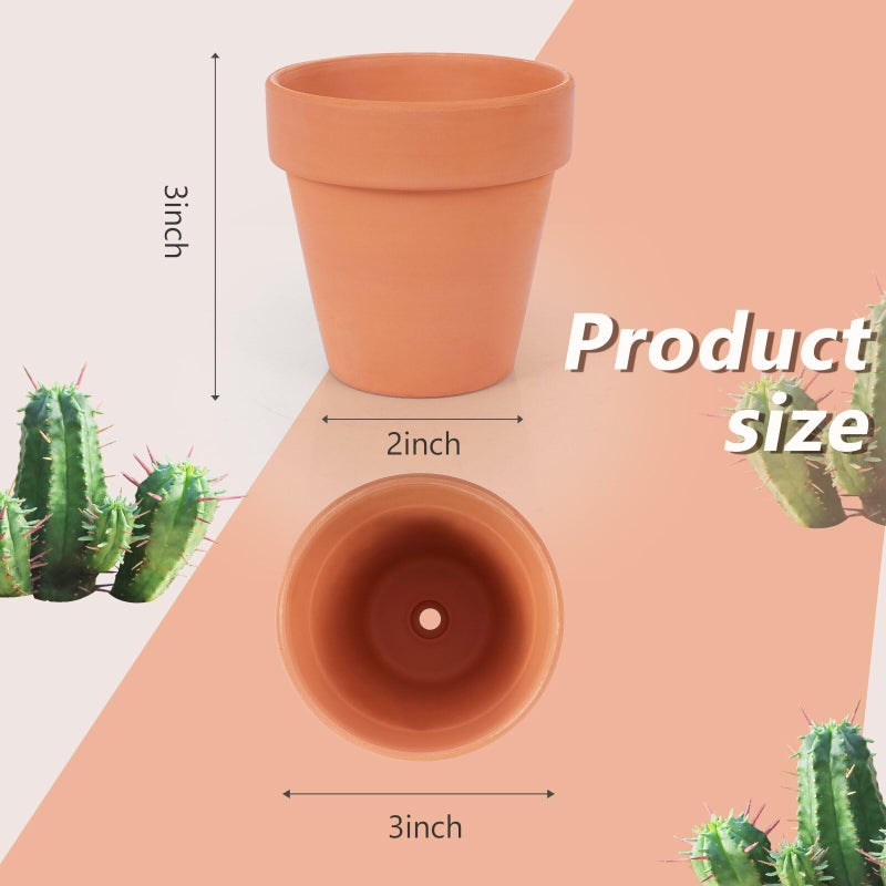 CUZZME 26 Pack Terra Cotta, 3inch Small Clay Flowerpots with Drainage Hole, Terracotta Pot for Indoor Outdoor Plant, Great for Plants, DIY Crafts - Image 2