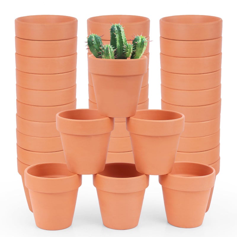 CUZZME 26 Pack Terra Cotta, 3inch Small Clay Flowerpots with Drainage Hole, Terracotta Pot for Indoor Outdoor Plant, Great for Plants, DIY Crafts - Image 1