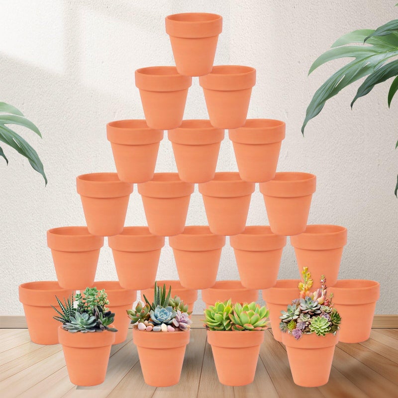 CUZZME 26 Pack Terra Cotta, 3inch Small Clay Flowerpots with Drainage Hole, Terracotta Pot for Indoor Outdoor Plant, Great for Plants, DIY Crafts - Image 4
