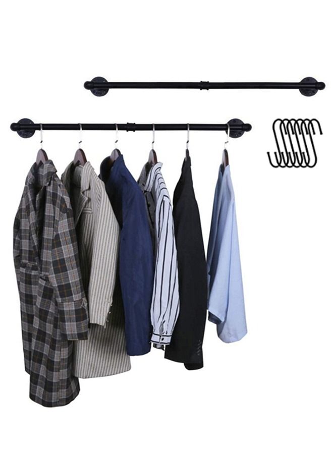 Beauenty 2 Piece Wall Mounted Clothes Rack with 6 Hooks Space-Saving Hanging Clothes Rack  - Image 1