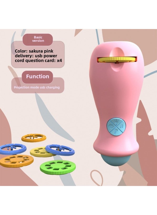 Generic - Children's Projector Story Machine Luminous Toy Theater Baby Bedtime Audio Early Education Flashlight Starry Sky-Color:Pink Projection Flashlight-single Function-Specification:32 Projection Patterns In Total - Image 1