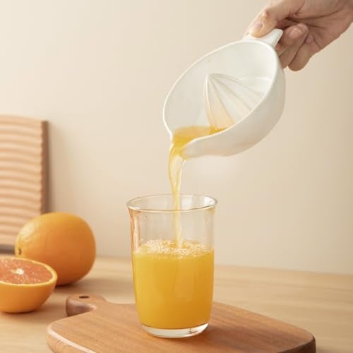 Tuioyoc Ceramic Lemon Juicer Reamer Manual Citrus Lime Hand Squeezer Bowl with Handle and Pour Spout, Handheld, Easy to Use and Clean - Image 4