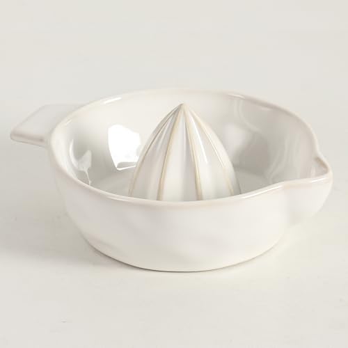 Tuioyoc Ceramic Lemon Juicer Reamer Manual Citrus Lime Hand Squeezer Bowl with Handle and Pour Spout, Handheld, Easy to Use and Clean - Image 1