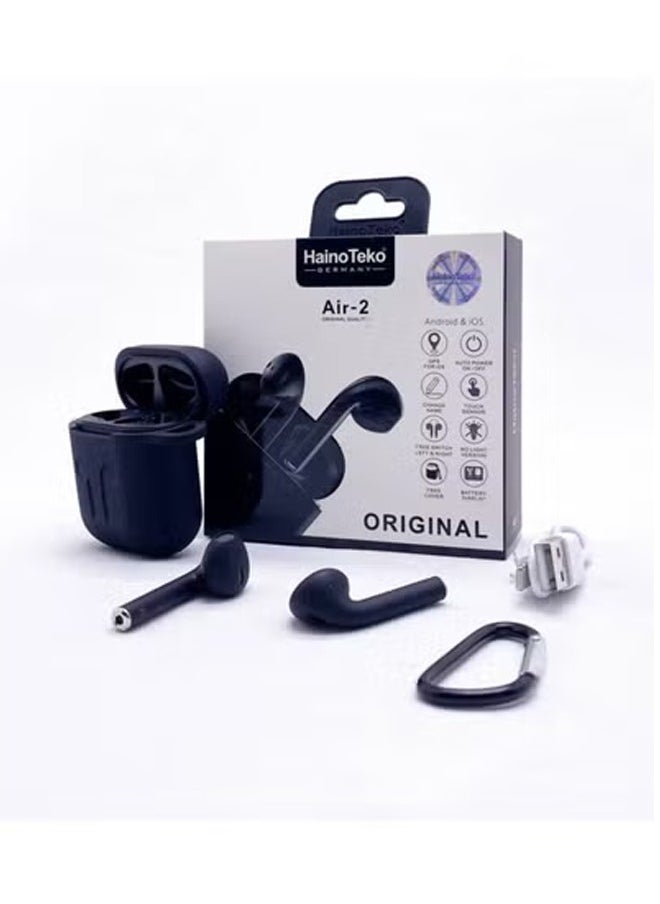 Haino Teko Haino Teko Wireless Bluetooth Earphones With High Quality Audio Crystal Clear Microphone and ,ulti Functional Touch Controls Compatible With Android and iOS Devices Black  - Image 1