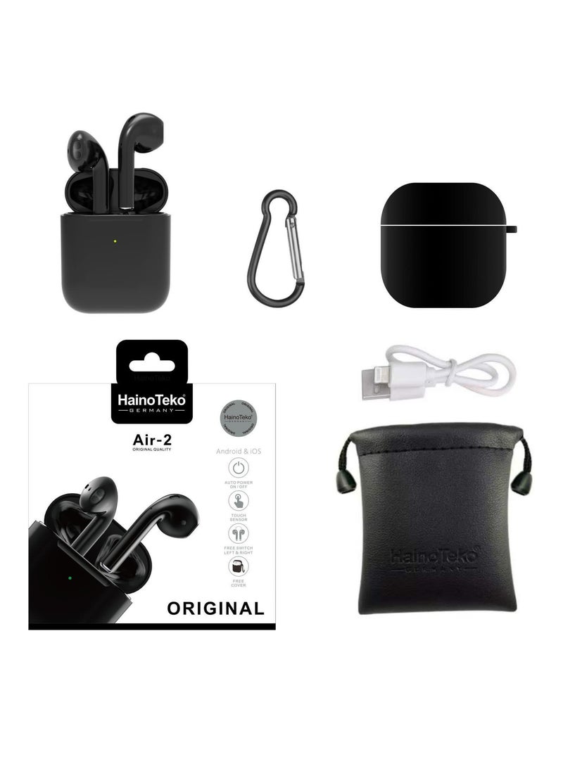 Haino Teko Haino Teko Wireless Bluetooth Earphones With High Quality Audio Crystal Clear Microphone and ,ulti Functional Touch Controls Compatible With Android and iOS Devices Black  - Image 4