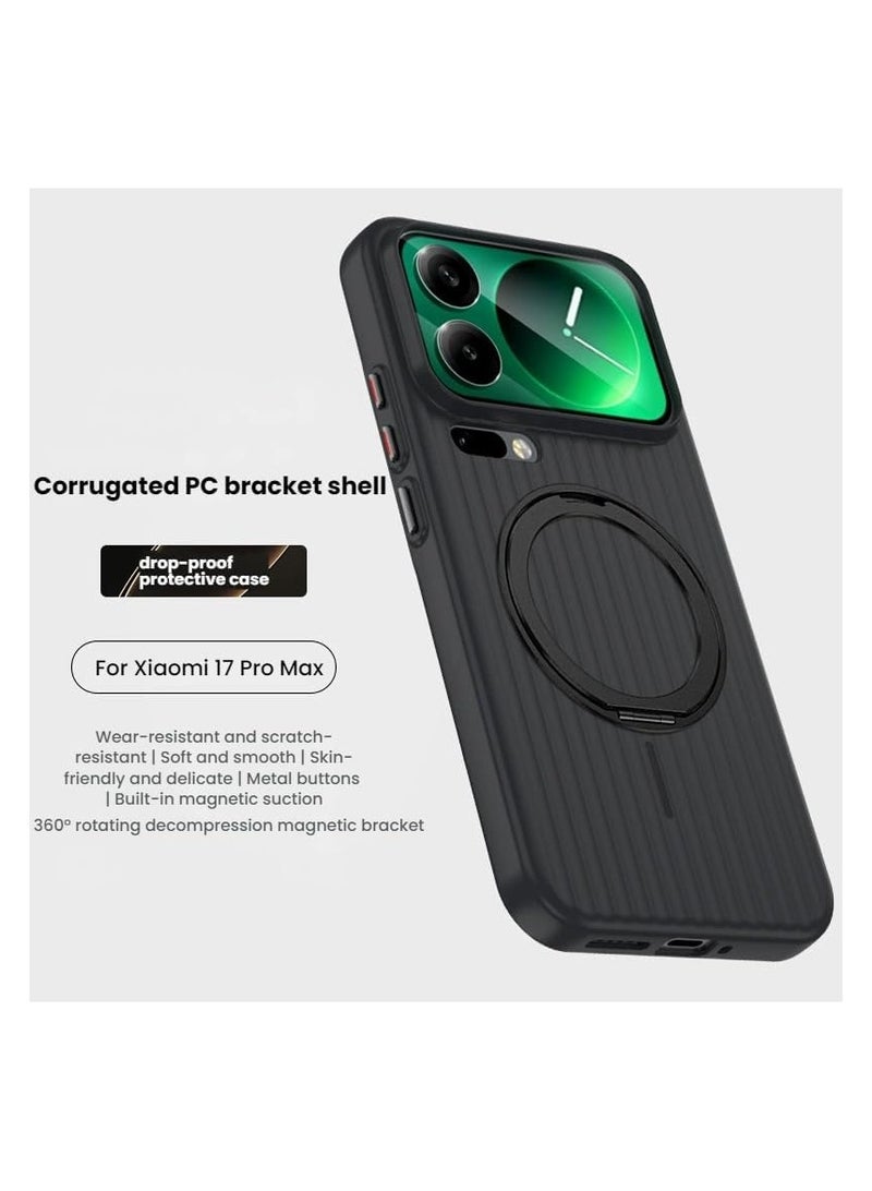 general Matte Protective Case Compatible with Xiaomi 17 Pro Max (2025), 【360° Rotating Stand】 【Magnetic Wireless Charging】 Shockproof Protective Case - Image 2