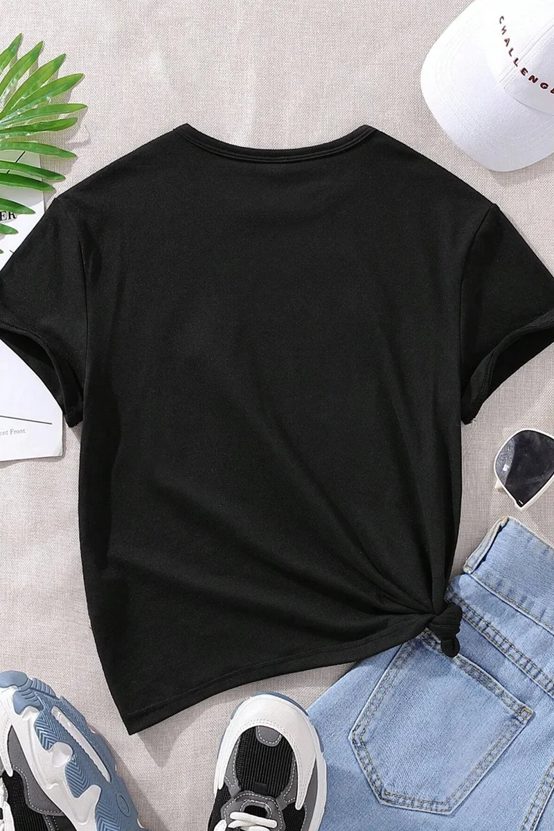 ONLYTRENDWEAR Kids Aesthetic Cotton Tshirt 3-4 Years Old Black