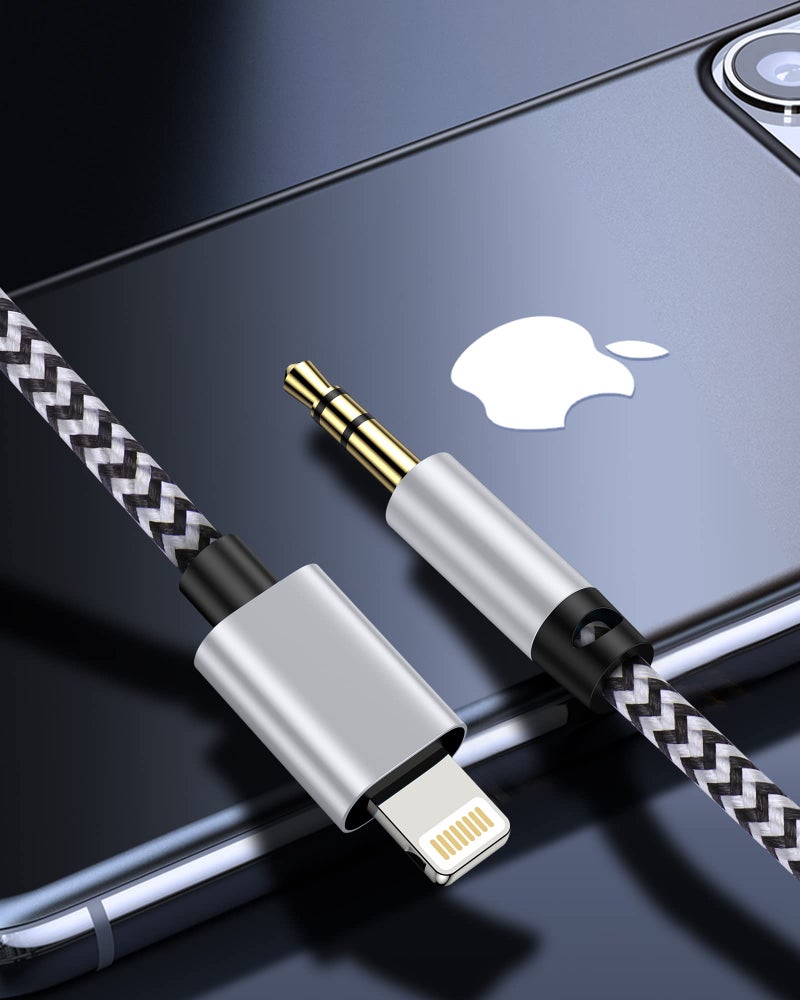 Haoano iPhone Aux Cord, [2pack/3ft] Lightning to 3.5mm Audio Auxiliary Cable for iPhone 14 13 12 11 Pro Max Xs Xr 8 7 Plus, iPad mini, Male to Male Braided Apple Ox Wire for Car Stereo, Speaker, Headphone - Image 2