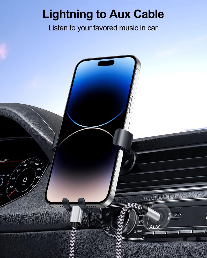 Haoano iPhone Aux Cord, [2pack/3ft] Lightning to 3.5mm Audio Auxiliary Cable for iPhone 14 13 12 11 Pro Max Xs Xr 8 7 Plus, iPad mini, Male to Male Braided Apple Ox Wire for Car Stereo, Speaker, Headphone - Image 4