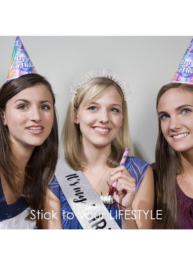 Birthday Girl Sash & Headband Set, Birthday Crowns for Women, IT'S MY BIRTHDAY Headband & ITS MY BIRTHDAY Sash for Girl, Birthday Headband for Women Parties Favors Gift (Sliver) - Image 5