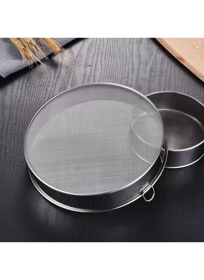 304 Thickened Stainless Steel 60 Mesh Handheld Flour Sieve Round Baking Tools Filter Mesh 40 Mesh Sugar Powder Sieve-Specifications:30cm304.40 Mesh 304 Mesh Bag