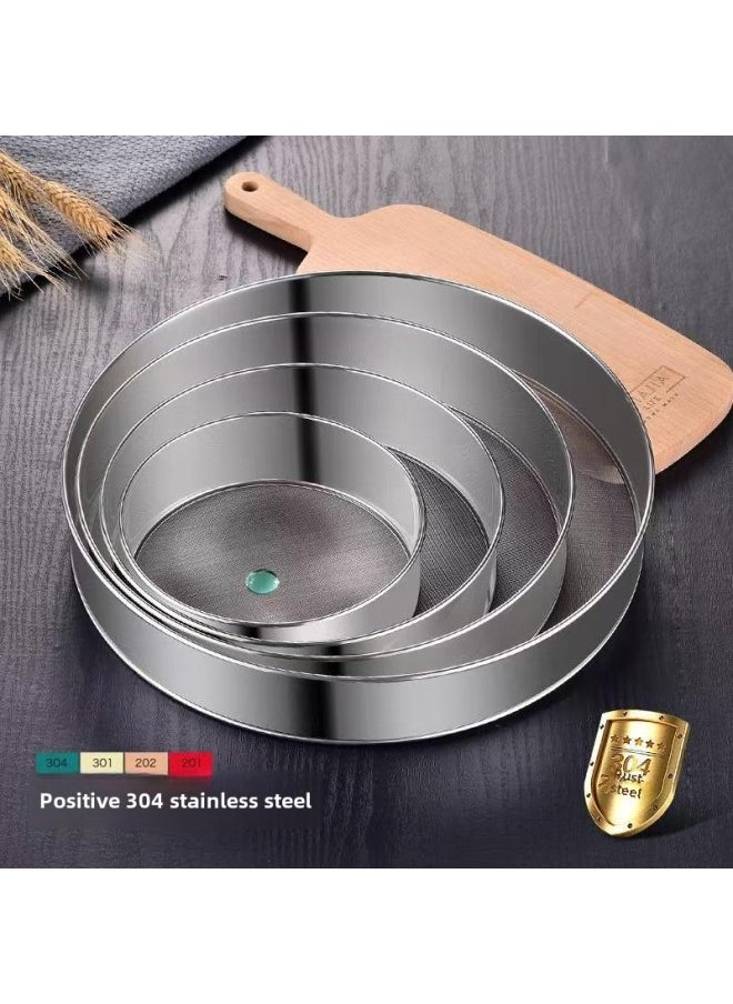 304 Thickened Stainless Steel 60 Mesh Handheld Flour Sieve Round Baking Tools Filter Mesh 40 Mesh Sugar Powder Sieve-Specifications:30cm304.40 Mesh 304 Mesh Bag