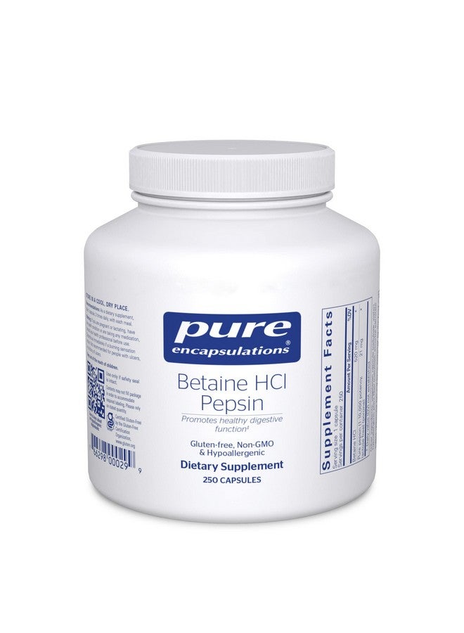 Pure Encapsulations Betaine HCl Pepsin - Digestive Enzymes Supplement for Digestion Aid & Support, Stomach Acid & Nutrient Absorption* - with Betaine HCl Pepsin - 250 Capsules - Image 1