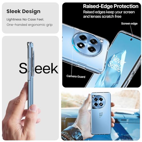 KAPAVER Rugged Frosted Back Cover Case Compatible with OnePlus 12R 5G (PC+TPU) - (Clear) - Image 5