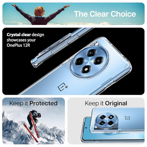 KAPAVER Rugged Frosted Back Cover Case Compatible with OnePlus 12R 5G (PC+TPU) - (Clear) - Image 3