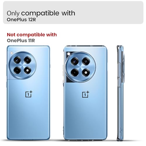 KAPAVER Rugged Frosted Back Cover Case Compatible with OnePlus 12R 5G (PC+TPU) - (Clear) - Image 2
