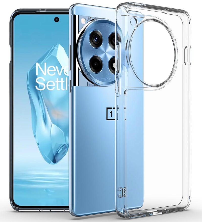 KAPAVER Rugged Frosted Back Cover Case Compatible with OnePlus 12R 5G (PC+TPU) - (Clear) - Image 1