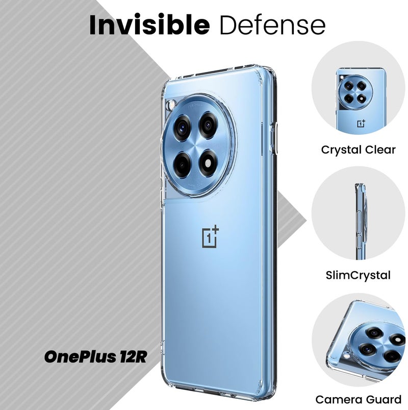 KAPAVER Rugged Frosted Back Cover Case Compatible with OnePlus 12R 5G (PC+TPU) - (Clear) - Image 4