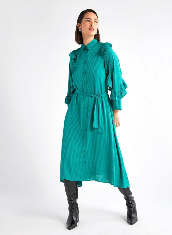 Splash FAV Ruffled Shirt Midi Dress - Image 2