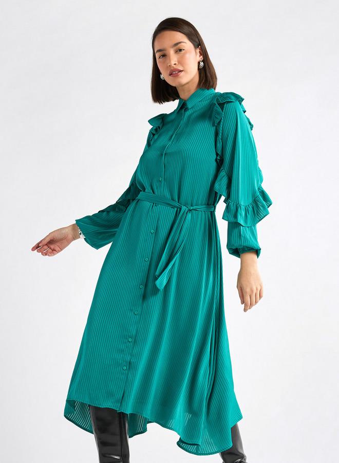 Splash FAV Ruffled Shirt Midi Dress - Image 1