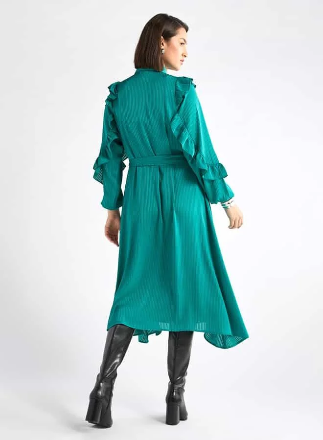 Splash FAV Ruffled Shirt Midi Dress