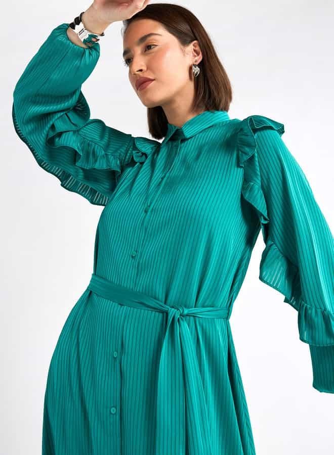 Splash FAV Ruffled Shirt Midi Dress - Image 4