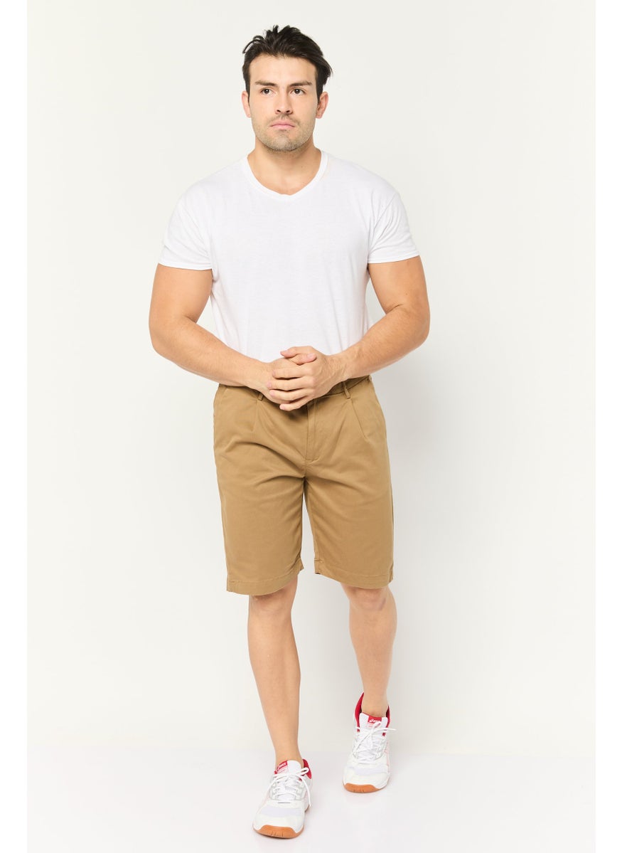 Gazzarrini Men Solid Chino Shorts, Khaki  - Image 2