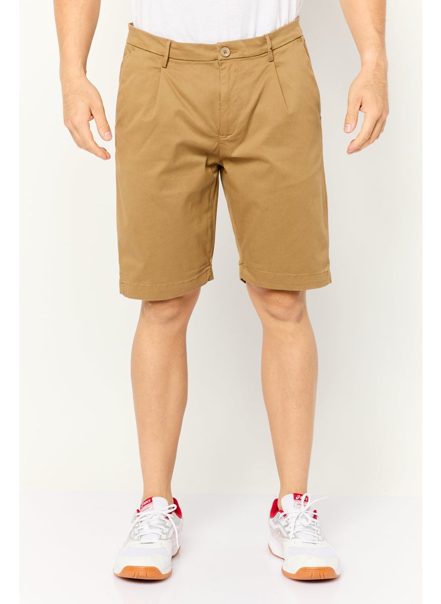 Gazzarrini Men Solid Chino Shorts, Khaki  - Image 1