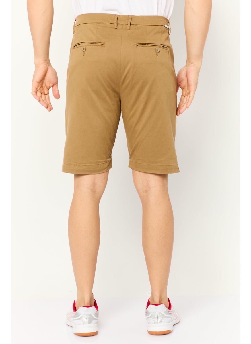 Gazzarrini Men Solid Chino Shorts, Khaki  - Image 4