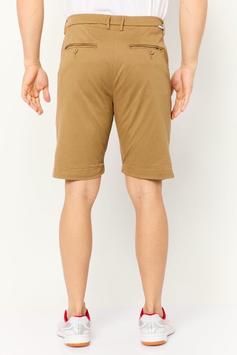 Gazzarrini Men Solid Chino Shorts, Khaki - Image 4