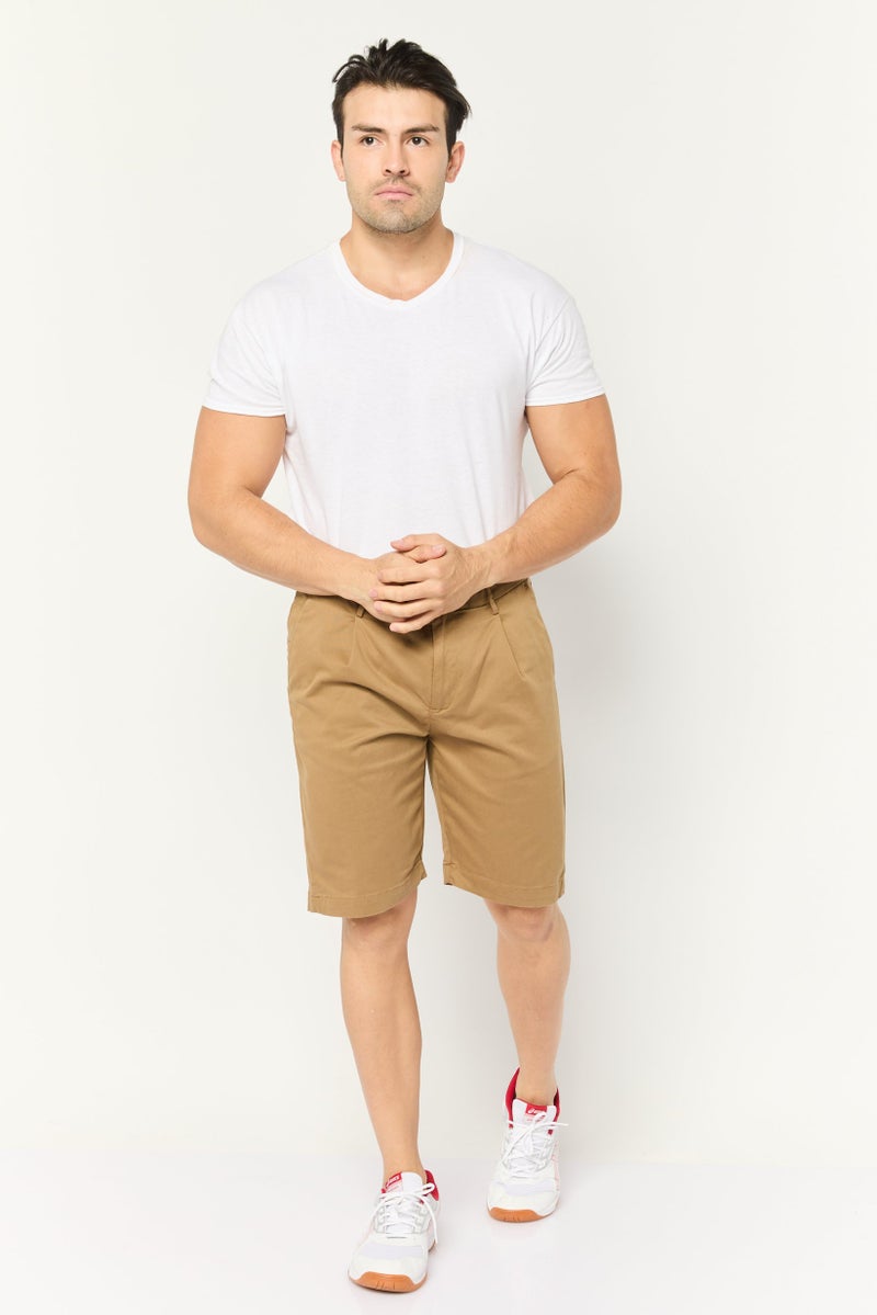 Gazzarrini Men Solid Chino Shorts, Khaki - Image 2