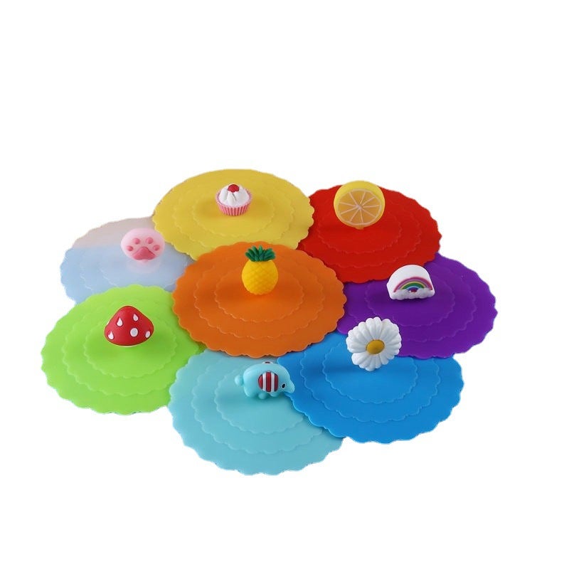 Wave Cover Silicone Cover Cartoon Cute Universal Dustproof Detachable Doll Silicone Cup Cover For Primary School Students - Image 2