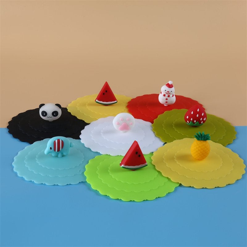 Wave Cover Silicone Cover Cartoon Cute Universal Dustproof Detachable Doll Silicone Cup Cover For Primary School Students - Image 3