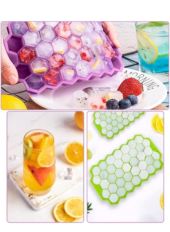 FALMER 2 x Silicone Ice Cube Trays with Lid 74 Cubes, Stackable Silicone Ice Cube Tray, Suitable for Baby Food, Fruit Ice Cubes, Jelly, Cocktails, Iced Coffee, Cold Drinks, Smoothies (Multicolor)  - Image 4