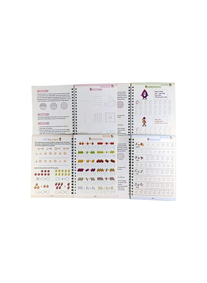 Bills - Sank Magic Practice Copybook 4 BOOK 10 REFILL 1 pen 1 grip Number Tracing Book for Preschoolers with Pen Magic Calligraphy Copybook Set Practical Reusable Writing Tool Simple Hand Lettering - Image 1